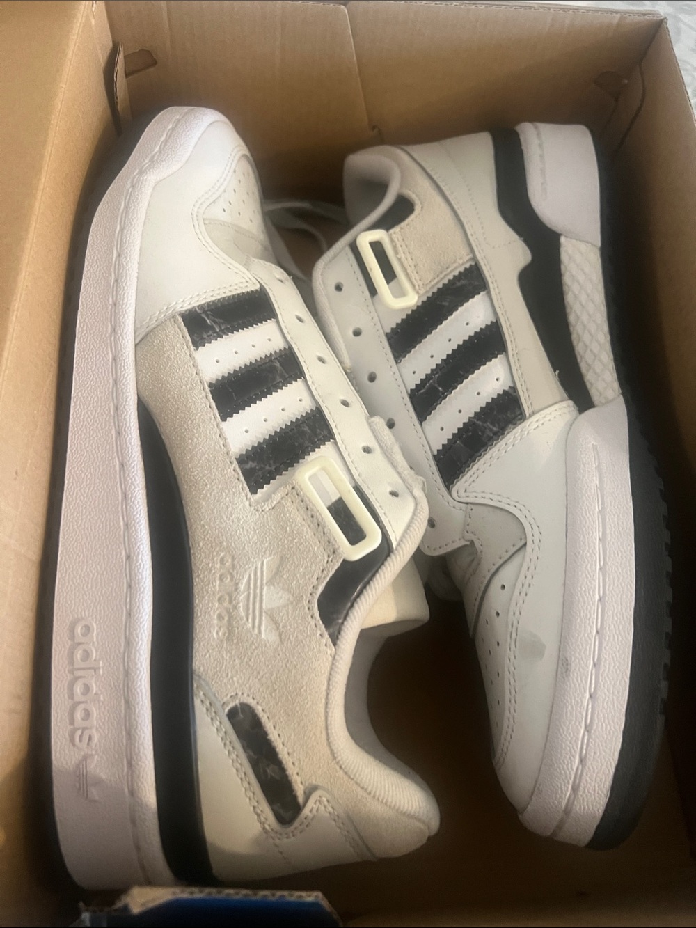 adidas White and Black Low-Top Retro Sneakers